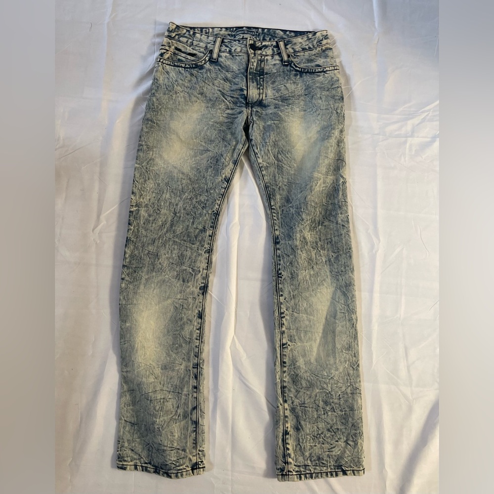 Robins Jeans size 32 with blue and clear crystals on back